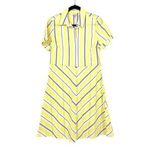 A New Day Dress Women's Size Small Shirt Dress Yellow Striped Chevron Pattern